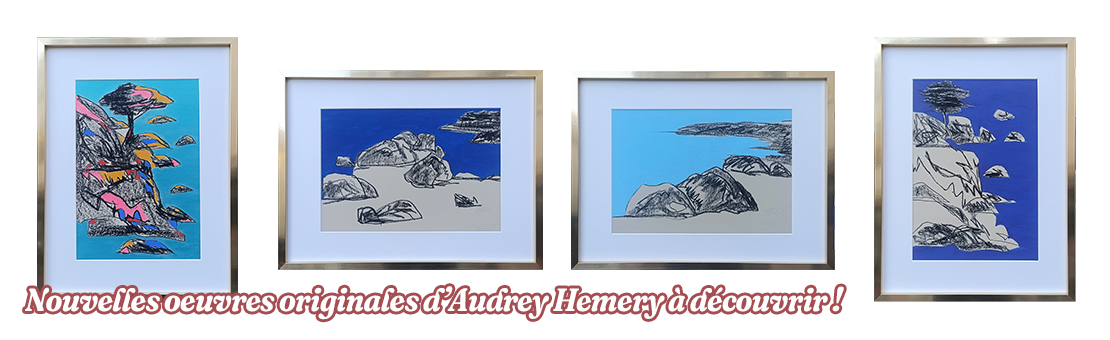 Nouvelles oeuvres d'Audrey Hemery encadrées avec cadre doré